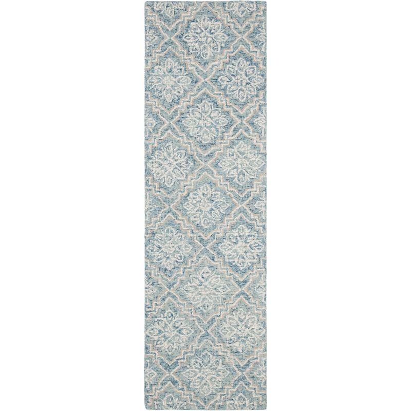 Cushion-Soft Blue Abstract Hand-Tufted Wool Runner Rug - 2'3" x 12'