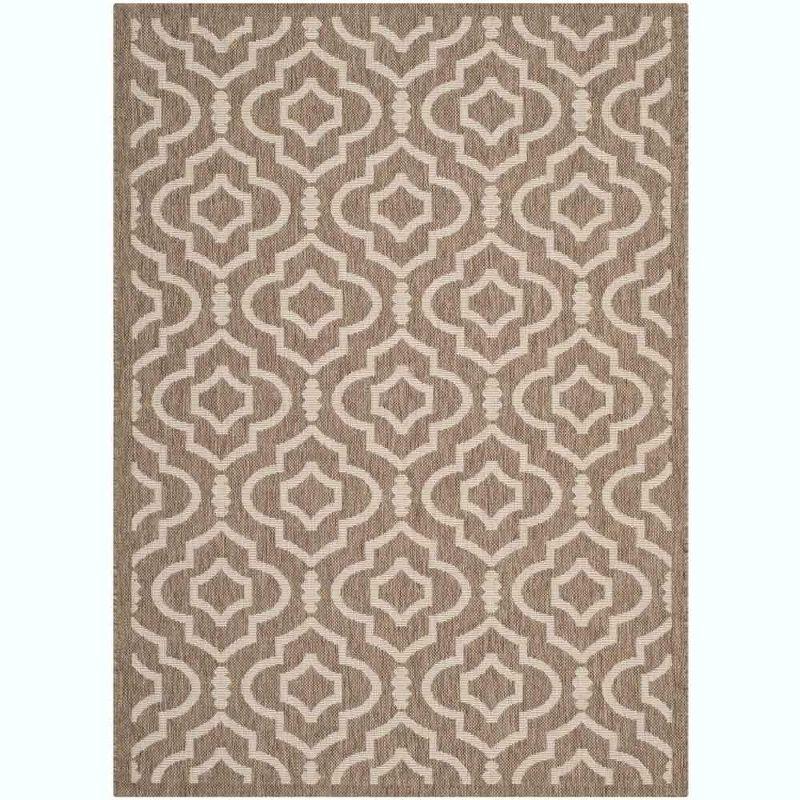 Courtyard CY6926 Power Loomed Indoor and Outdoor Area Rug - Brown/Bone - 4'x5'7" - Safavieh