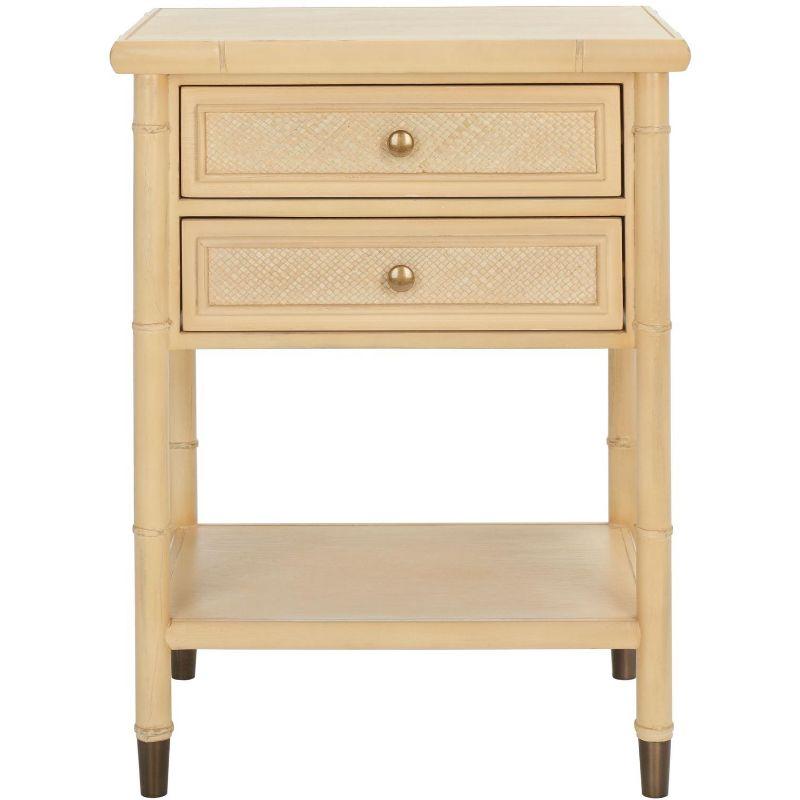 Ahab 2 Drawer 1 Shelf Accent Table - ACC6606A - Light Blonde/Gold - Safavieh
