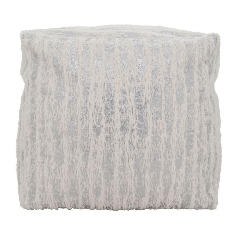 Saro Lifestyle Floor Pouf With Foil Print Faux Fur Design