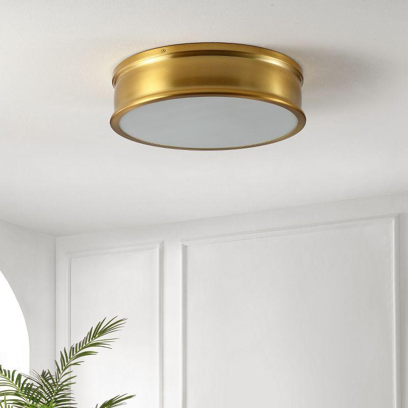 Adria 3 Light 16.5" Flush Mount - Brass Gold - Safavieh.