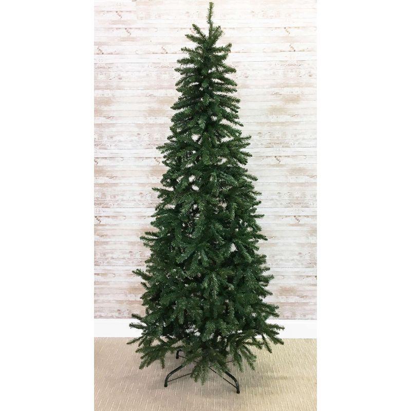 Slim Green Pine 90" Artificial Christmas Tree with Metal Stand