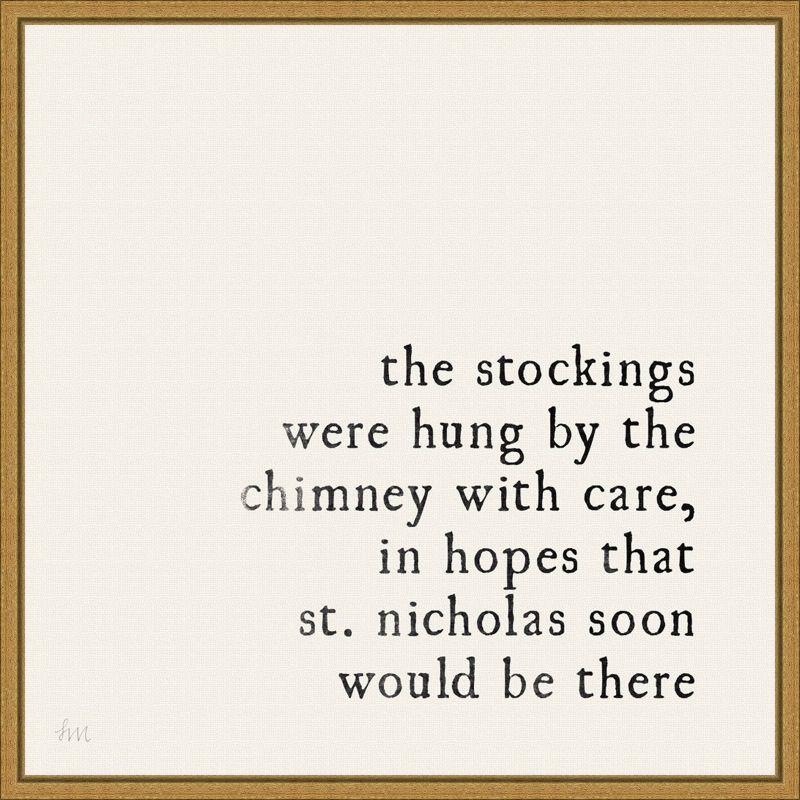 Amanti Art 16" x 16" Simple Christmas II Cream by Laura Marshall Framed Canvas Wall Art : Holiday Typography Decor, Seasonal Lithograph