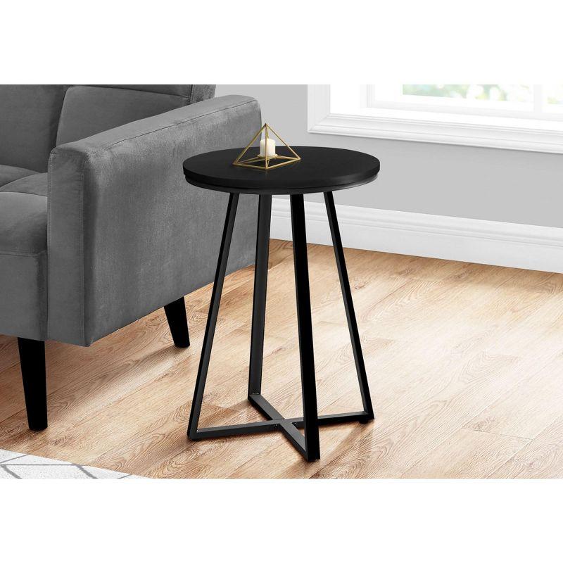 17 Stories Accent Table, Side, Round, End, Nightstand, Lamp, Living Room, Bedroom, Laminate, Black Metal, Contemporary, Modern
