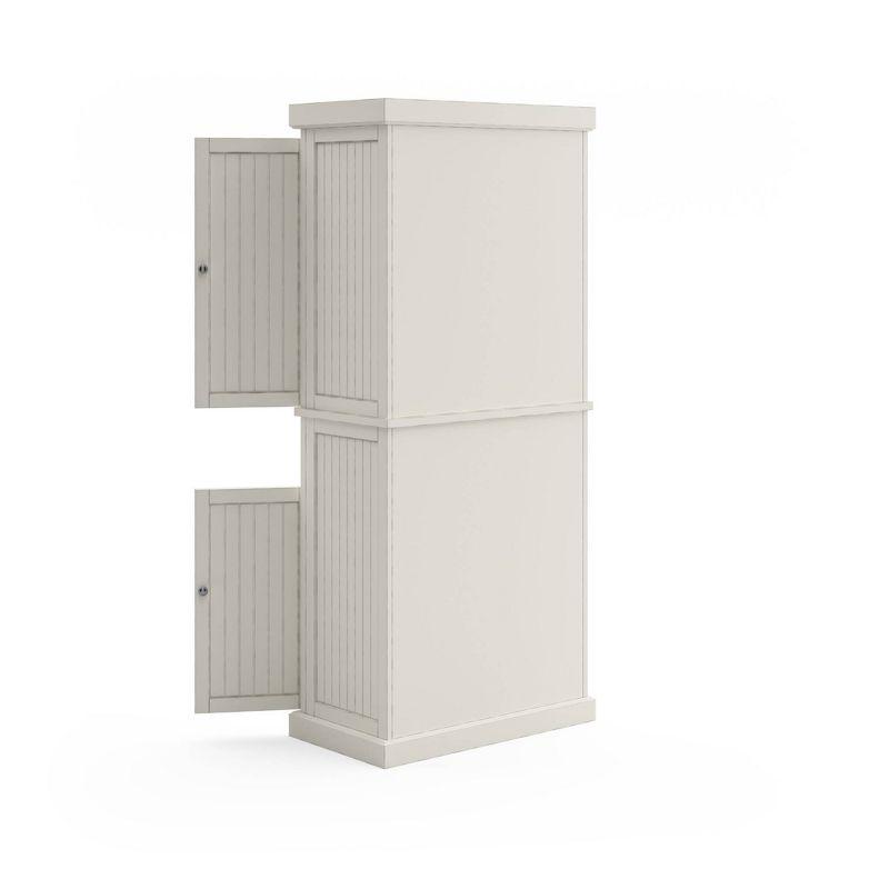 Nantucket Pantry Off White - Homestyles: Coastal Style Storage, 4-Door Hardwood Cabinet with Adjustable Shelves