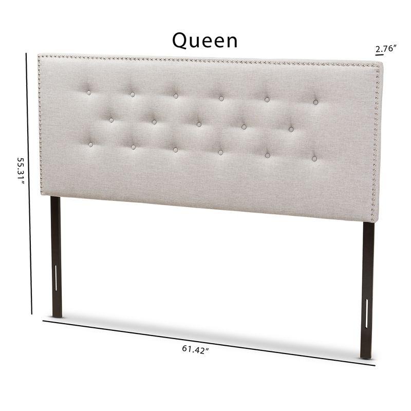 Queen Windsor Modern and Contemporary Fabric Upholstered Headboard Beige - Baxton Studio: Durable Polyester, Nailhead Trim