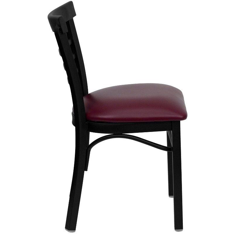 Flash Furniture Black Three-Slat Ladder Back Metal Restaurant Chair