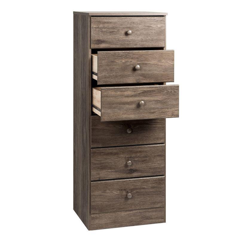 Astrid 6 Drawer Tall Chest Drifted Gray - Prepac: Space-Saving Storage for Small Rooms