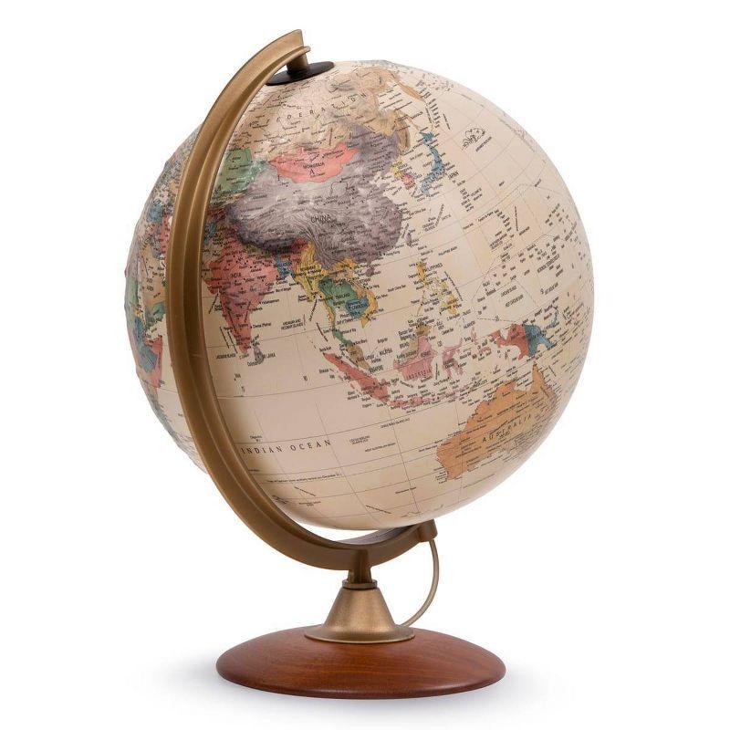 Colombo Antique Physical Relief Globe - Waypoint Geographic: 12" Diameter, Beige, Political Boundaries, Major Cities