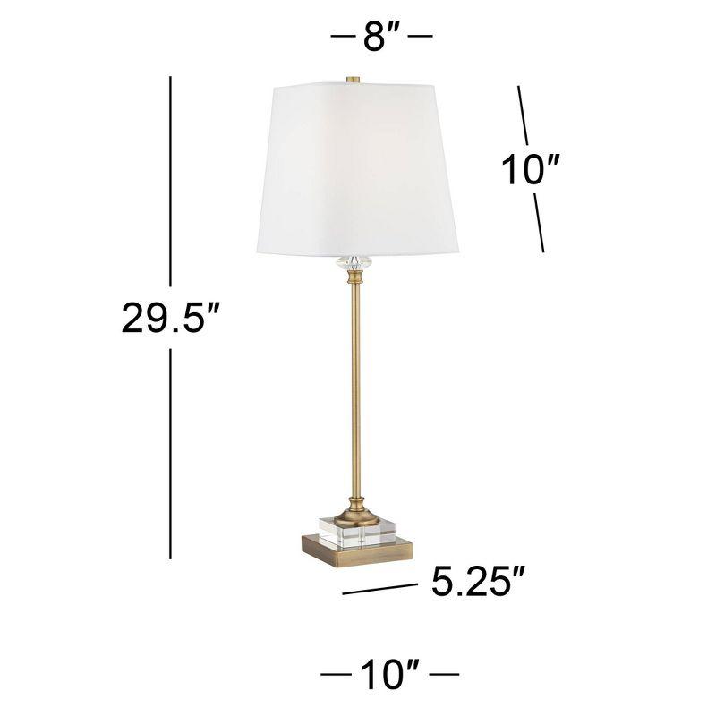 Regency Hill Julia Traditional Buffet Table Lamp 29 1/2" Tall Gold Crystal White Fabric Tapered Square Shade for Living Room Dining House Entryway