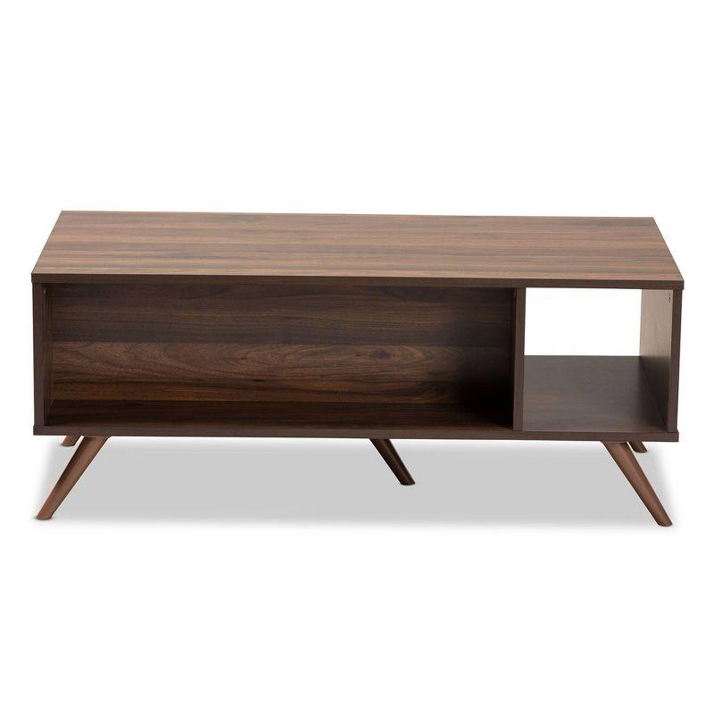 1 Drawer Naoki Two-Tone Wood Coffee Table Gray/Walnut - Baxton Studio: Modern Rectangular Particle Board Table with Shelf