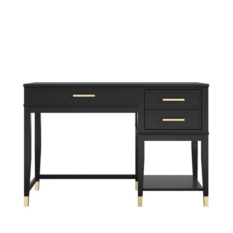 Westerleigh Black Wood Lift-Top Desk with Gold Accents