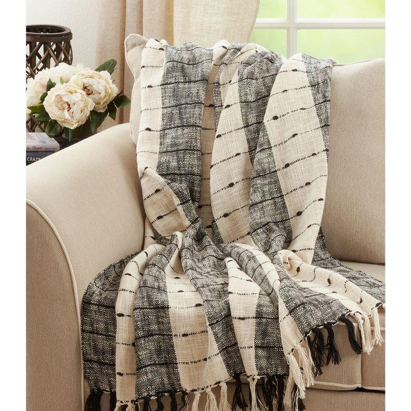 Black and White Striped Cotton Throw Blanket