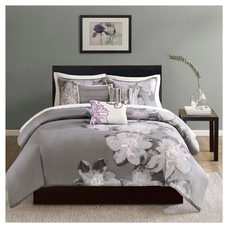 Gray Reversible Modern & Contemporary 6 Piece Duvet Cover Set