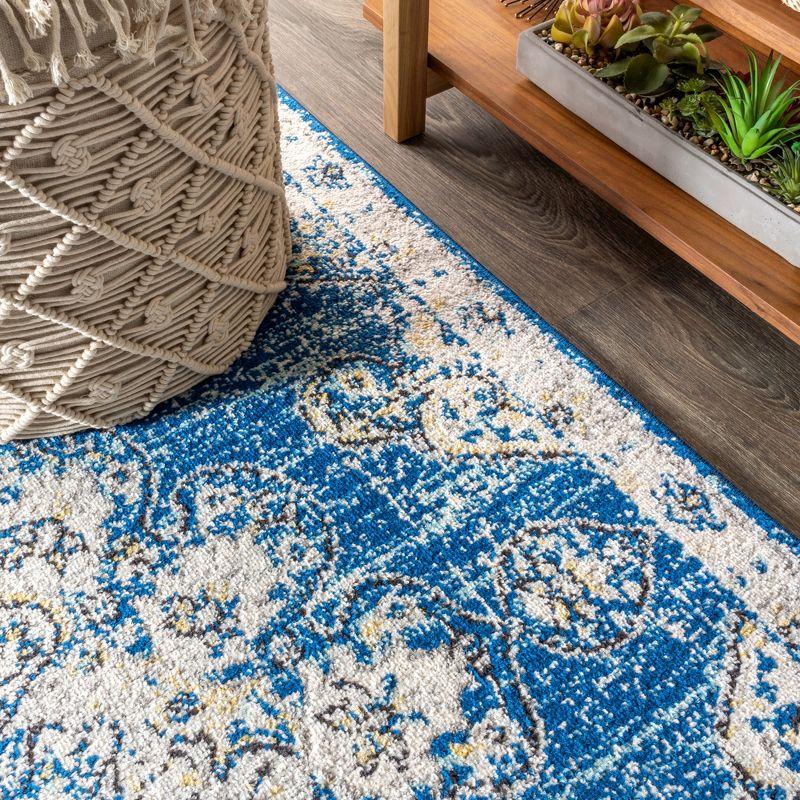 JONATHAN Y Bohemian FLAIR Boho Vintage Medallion Blue/Cream 4 ft. x 6 ft. Area Rug