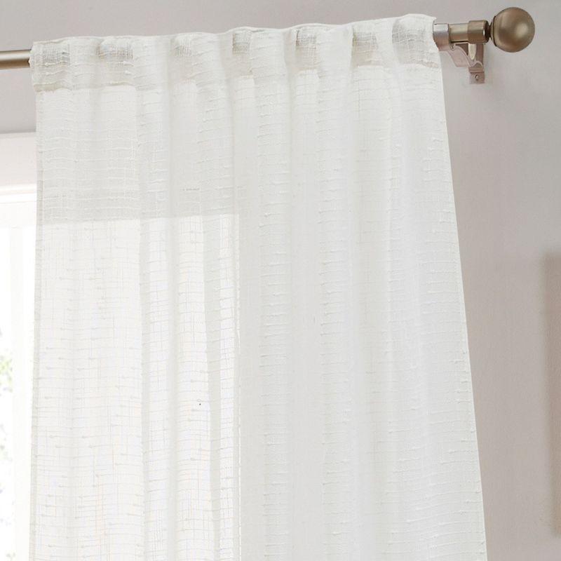 HLC.ME Emily Faux Linen Semi Sheer Light Filtering Back Tab Pocket Lightweight Window Curtains Drapery, 2 Panels - White, 54 W x 84 L