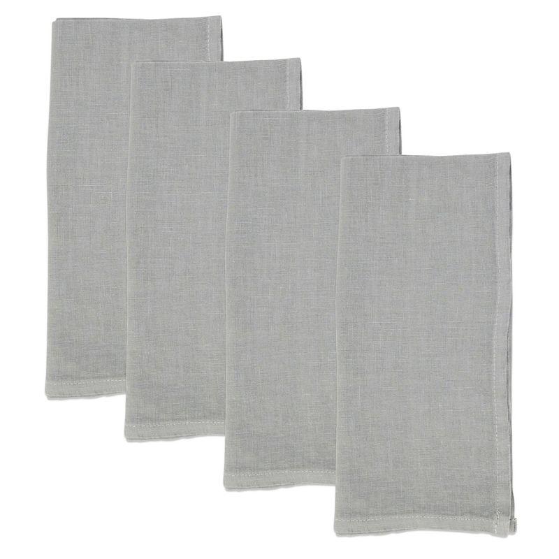 Classic Gray Pure Linen Table Napkin Set of 4