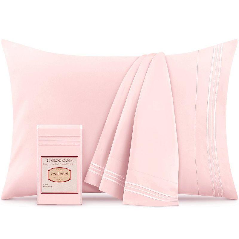 Blush Pink Hypoallergenic Embroidered Standard Pillowcase Set