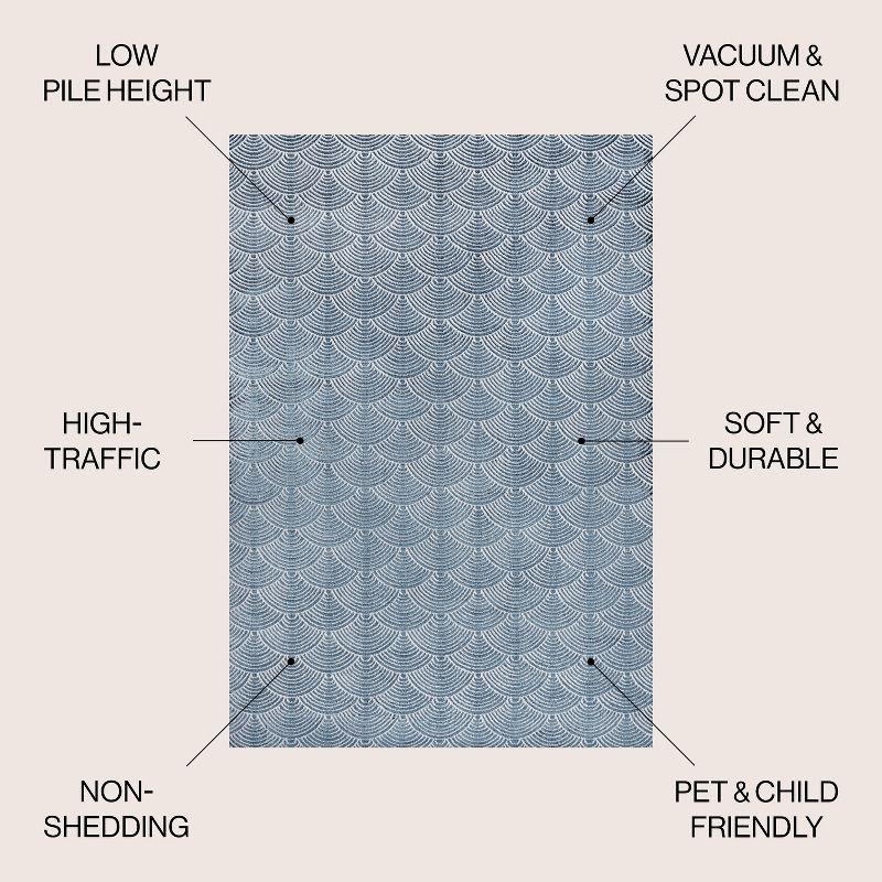 JONATHAN Y Porter Geometric Art Deco Fan Pattern High-Low Navy/Cream 8 ft. x 10 ft. Area Rug
