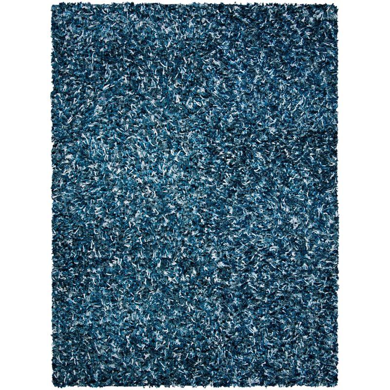 Rio Shag SG960 Hand Loomed Indoor Area Rug - Navy/Ivory - 8'x10' - Safavieh