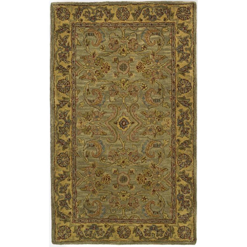 Light Green and Gold Hand-Tufted Wool Area Rug