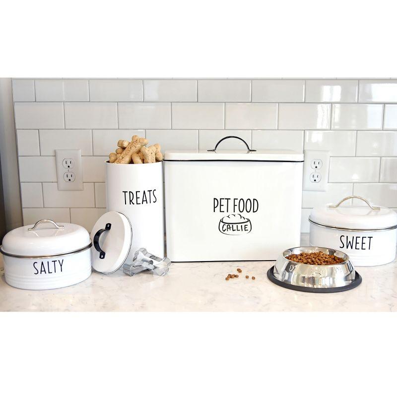 Outshine Co Outshine White Farmhouse Dog Food Bin Storage Container Cute Pet Food And Treat Canister With Lid & Reviews | Wayfair