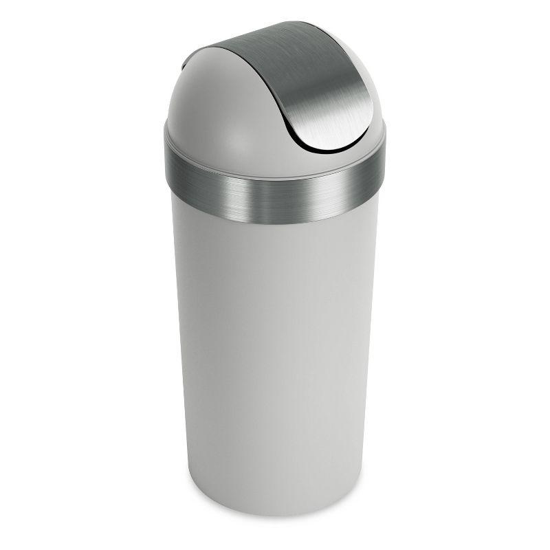 Gray Plastic Swing Top Lid Kitchen Trash Can