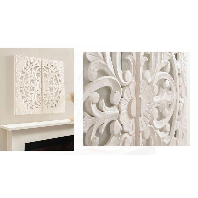 Kate & Laurel All Things Decor 20" Saanvi Traditional Carved Wood Wall Cabinet White: Artisan-Made, No Assembly, Includes Mounting Hardware