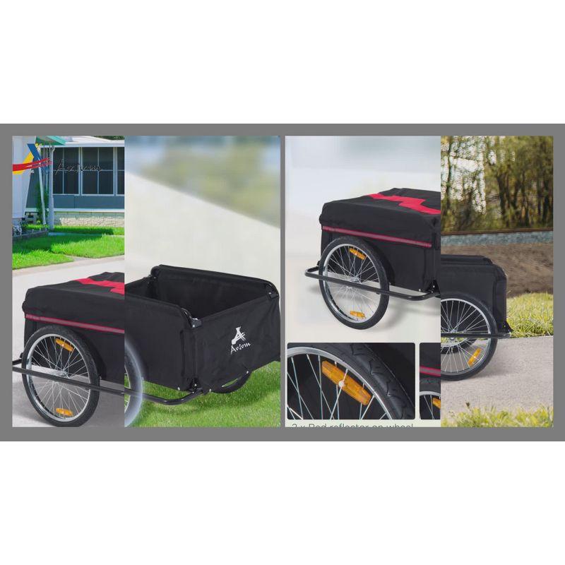 Aosom Bicycle Cargo Trailer, Two-Wheel Bike Luggage Wagon Trailer with Removable Cover, Red