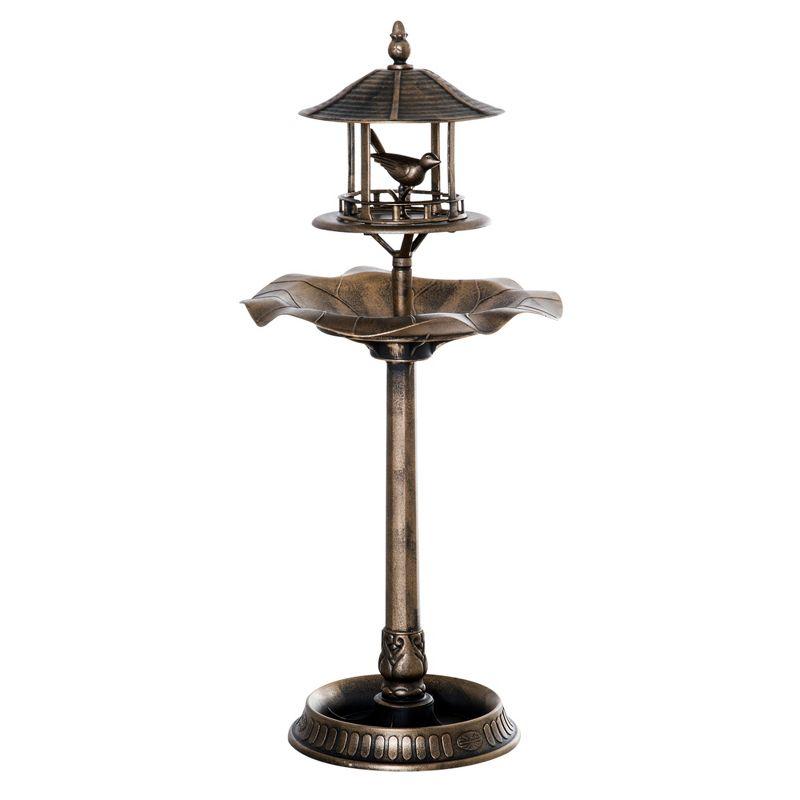 Antique Bronze 3-in-1 Bird Bath Feeder Planter