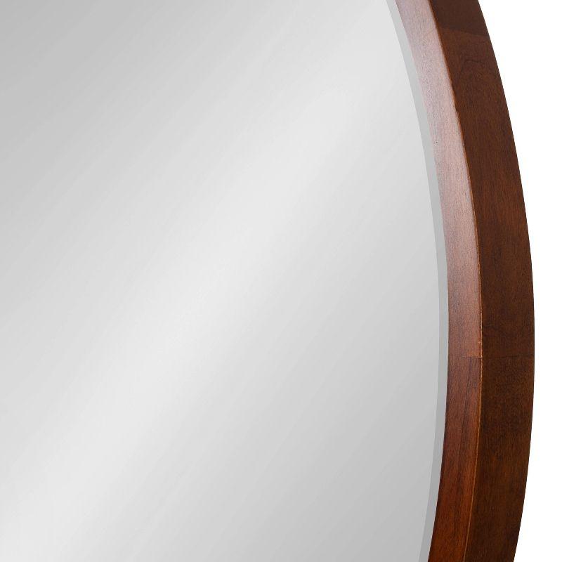 McLean 30" Round Walnut Wood Bathroom Vanity Mirror