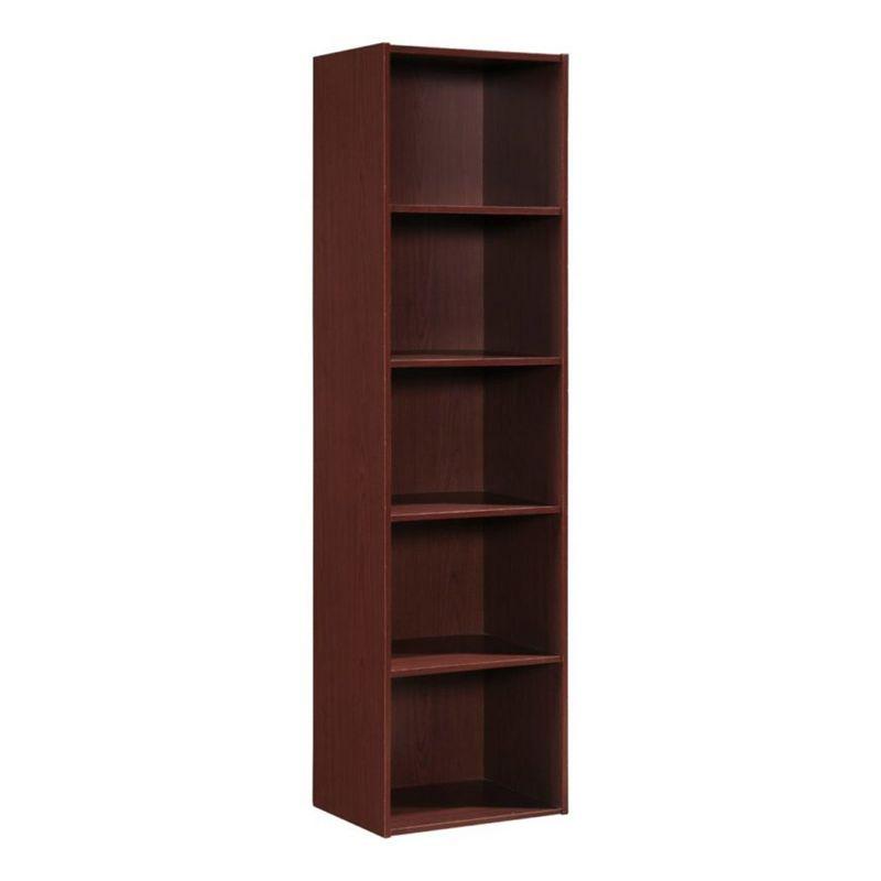 Kids' Playful Mahogany 5-Shelf Toy Organizer with Doors