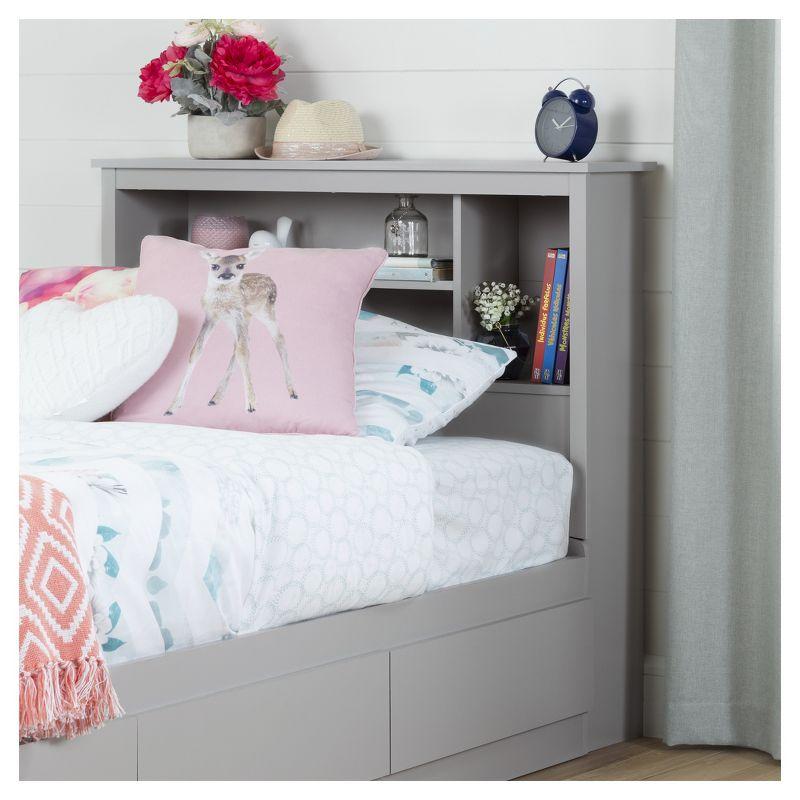 Twin Reevo Bookcase Headboard Soft Gray - South Shore