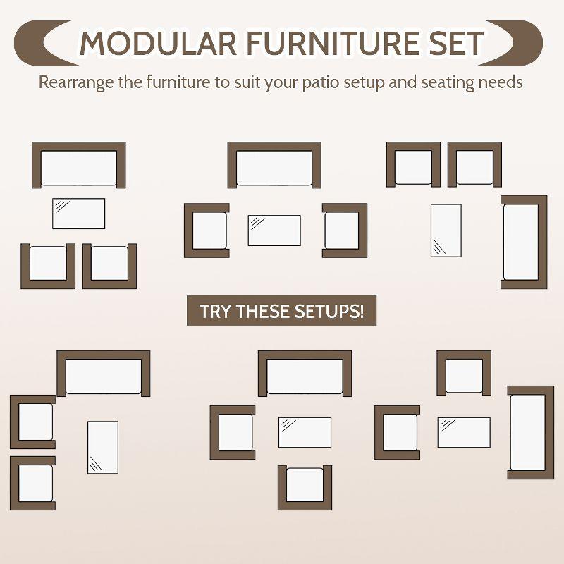 FDW 4 Pieces Conversation Set Modular Outdoor Furniture Set Water Resistant Patio Wicker Furniture Set Seat Cushions for Patio Poolside