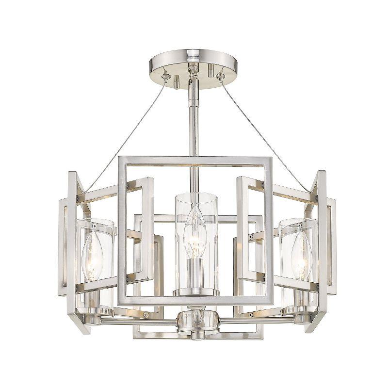 Golden Lighting Marco 4-Light Semi-flush in Pewter with Clear Glass