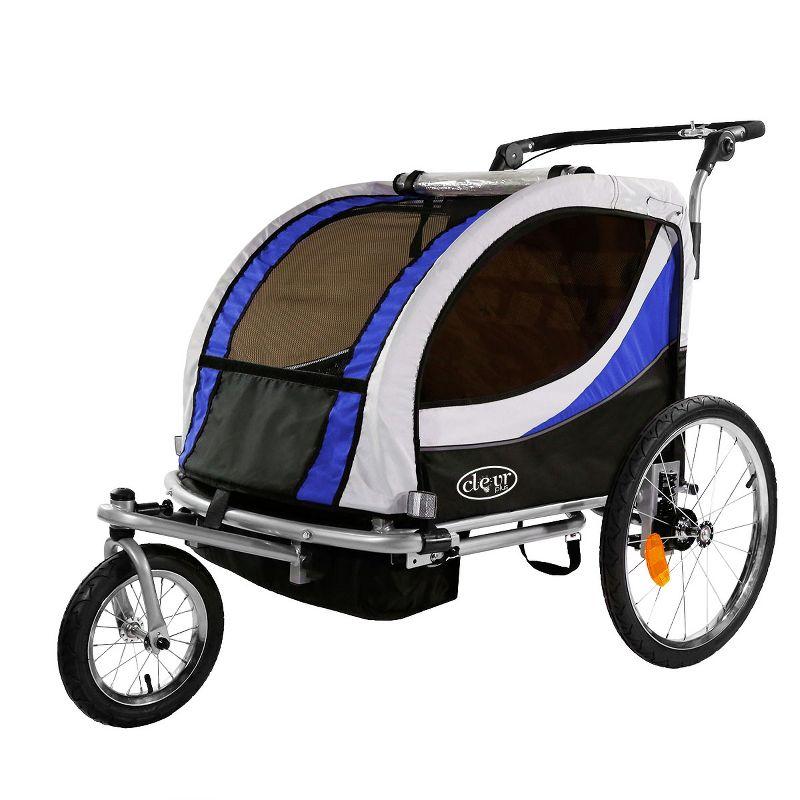 Blue and Black Deluxe 3-in-1 Bike Trailer Stroller Jogger