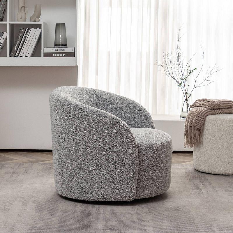 34" Wide Upholstered Swivel Barrel Chair - Kinwell