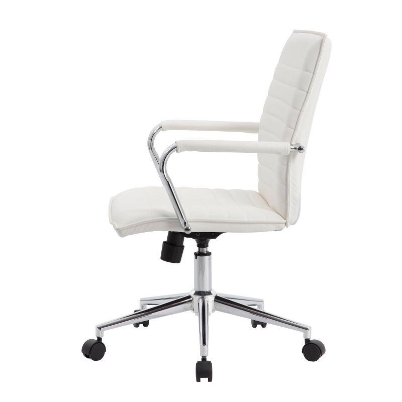 Elevate Chrome Base White Vinyl Task Chair with Fixed Arms