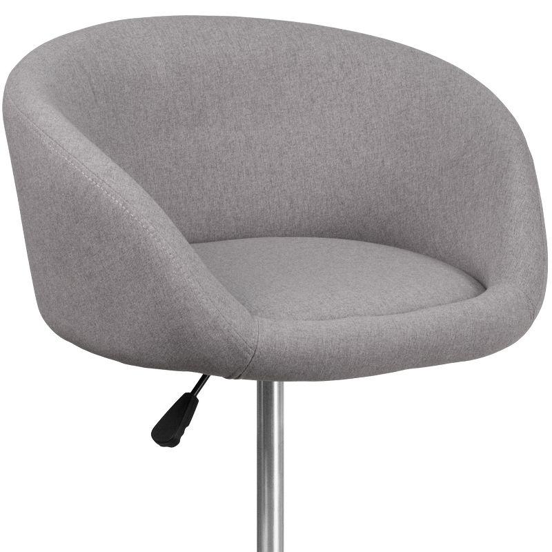 Merrick Lane Bucket Seat Bar and Dining Stool Modern Gray Fabric Stool with 360 Swivel, Adjustable Height and Chrome Footrest