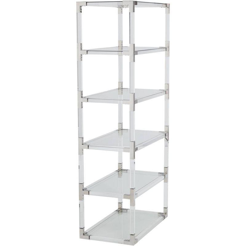 55 Downing Street Hanna 70 3/4" Clear Acrylic and Chrome 6-Shelf Open Bookcase