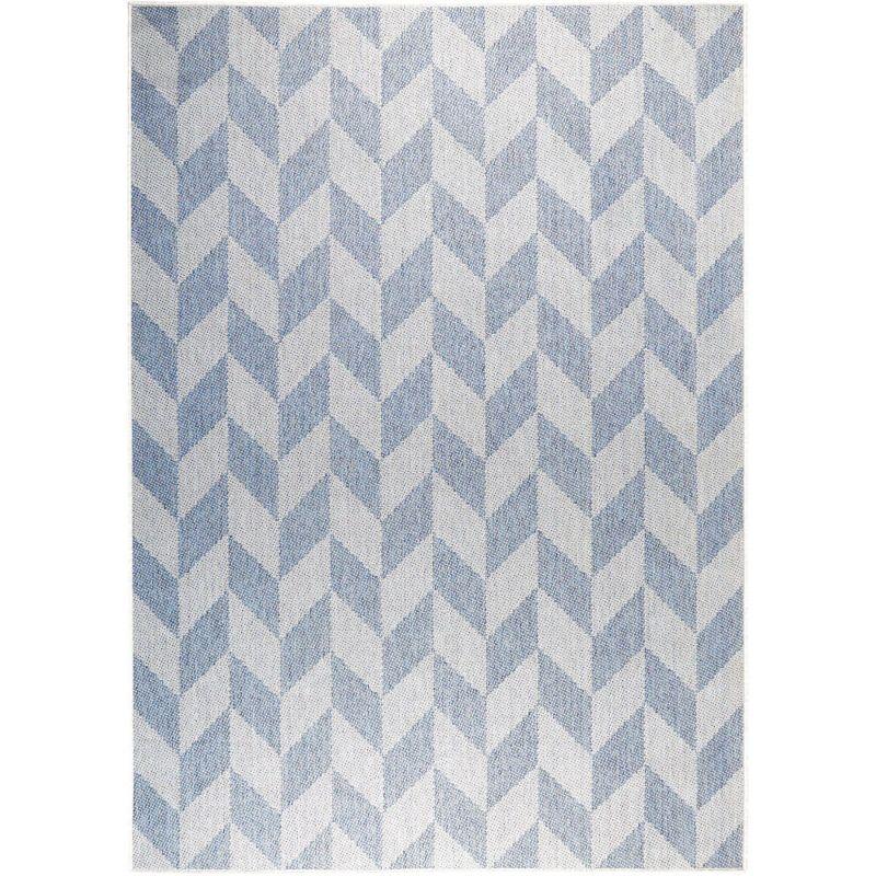 Nicole Miller New York Patio Country Calla Herringbone Indoor/Outdoor Area Rug, Blue/Grey