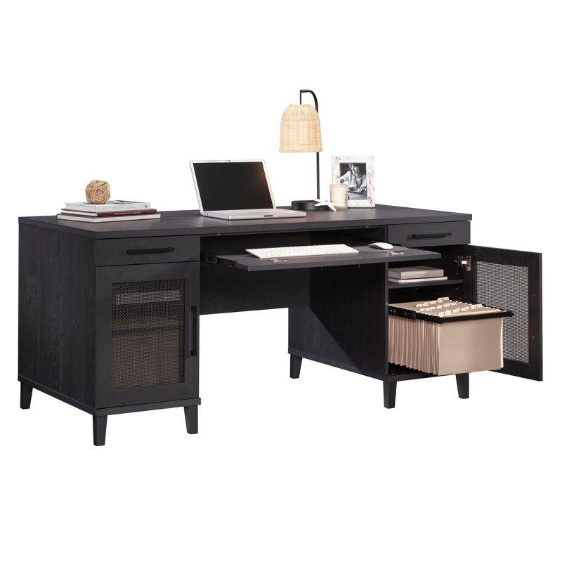 Sauder Tiffin Line Executive Desk Raven Oak