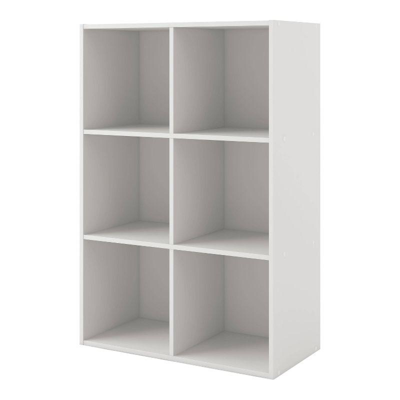 White Rectangular Stackable 6-Cube Wood Bookcase