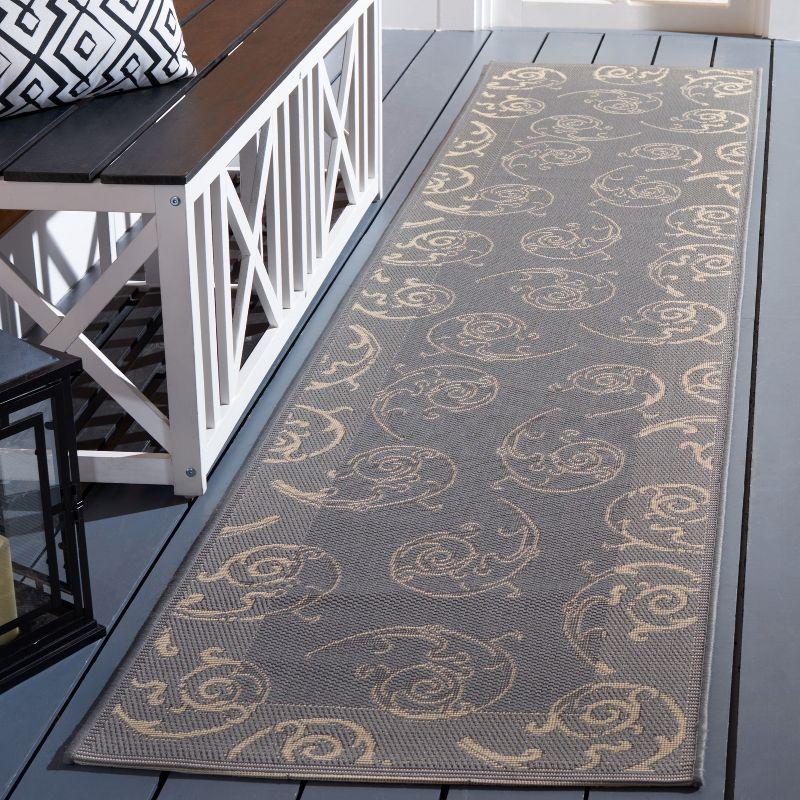 Courtyard CY2665 UV & Stain Resistant Non-Shedding Power Loomed Indoor/Outdoor Runner Rug - Grey/Natural - 2'3"x12' - Safavieh