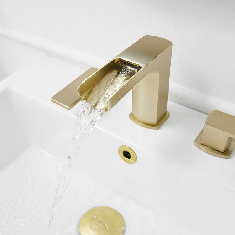 BWE Waterfall 8 in. Widespread Double Handle Bath Faucet Set 3 Holes Vanity Sink With Metal Drain