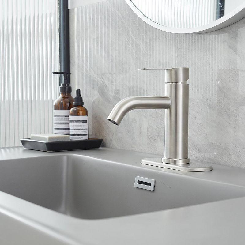 Brushed Nickel Single-Handle Bathroom Faucet with Deck Plate