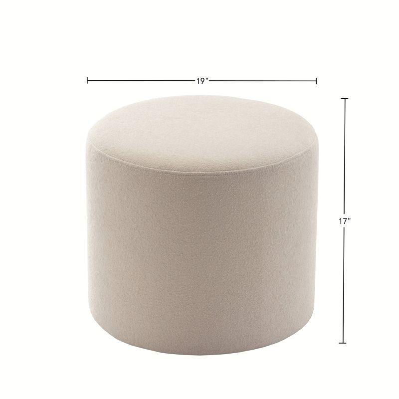 19" Round Pouf Ottoman Cream Boucle - WOVENBYRD: Upholstered, No Assembly Required