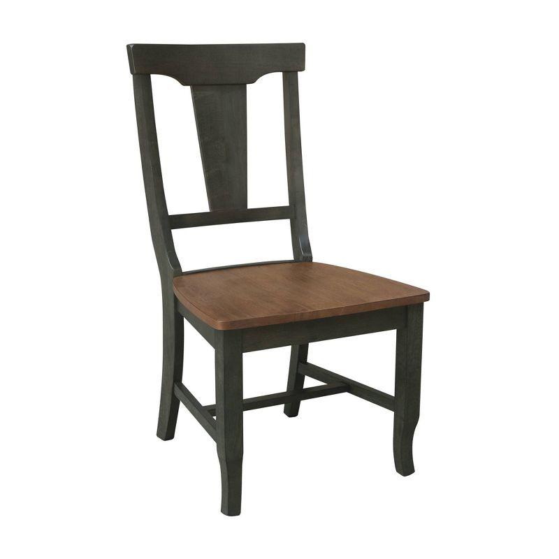 Set of 2 Solid Wood Panel Back Chairs Hickory/Washed Coal - International Concepts: Rubberwood Frame, Armless Design