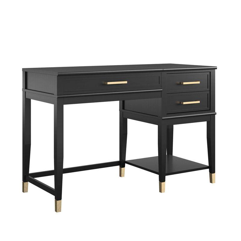 Westerleigh Black Wood Lift-Top Desk with Gold Accents