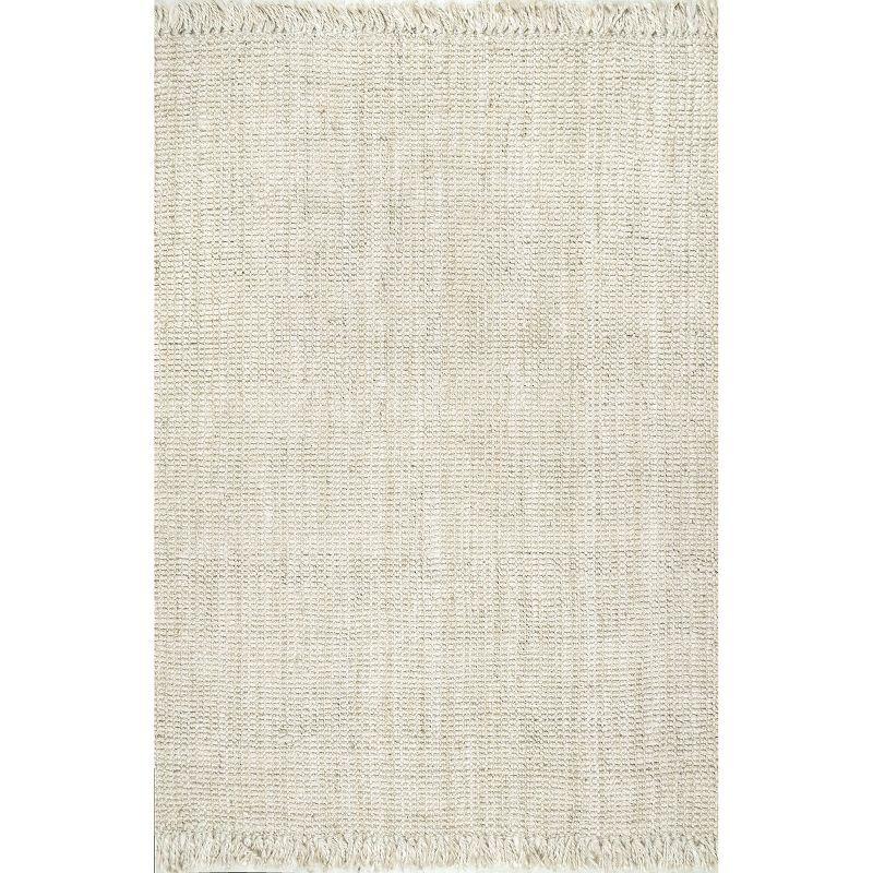 Handmade Braided Jute Oval Rug in Bleach White, 2' x 3'